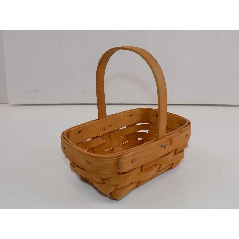 Parsley Booking Basket Woven Small Rectangle w/ Handle 1999 Longaberger Vintage